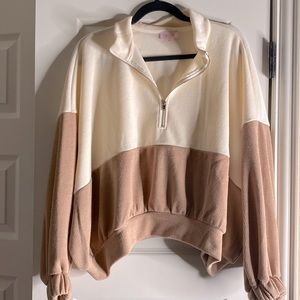 Womens 2 color block pullover half zip